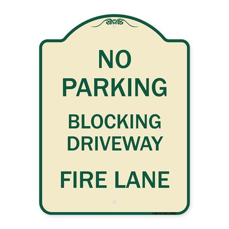 SIGNMISSION No Blocking Driveway Fire Lane Heavy-Gauge Aluminum Architectural Sign, 24" x 18", TG-1824-23852 A-DES-TG-1824-23852